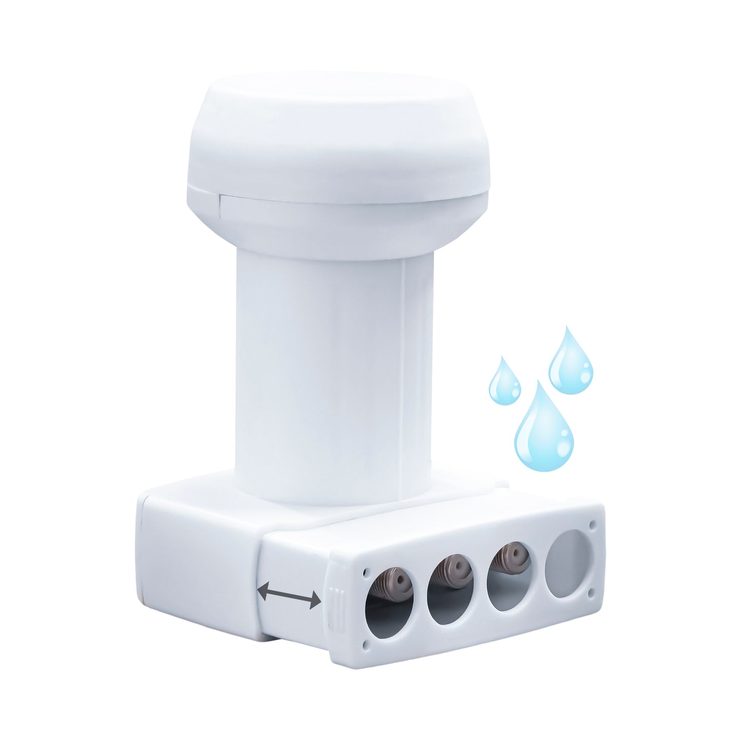DIPROGRESS LNB Universal Quad, LNB universale con 4 uscite legacy indipendenti, blocco convertitore tecnologia PLL, L-Shape, Guadagno 59dB, Schermatura GSM/LTE