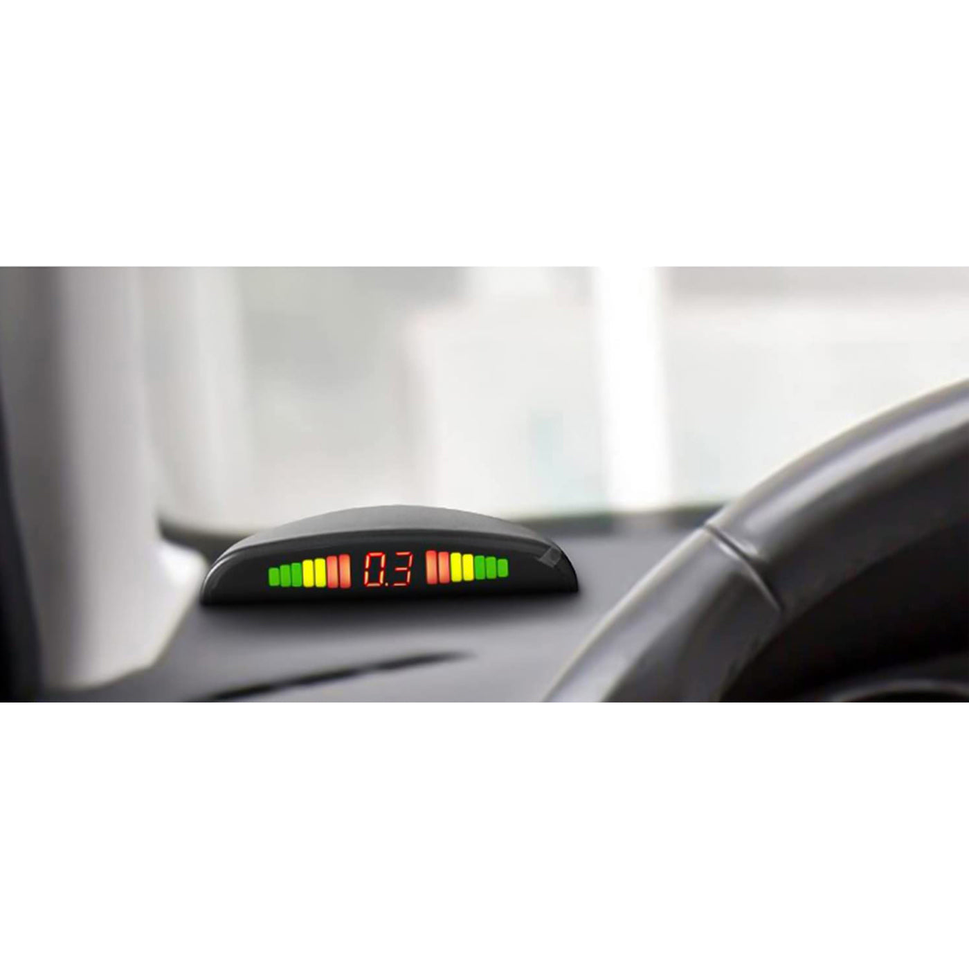 Alcapower 970051 Kit of 4 reverse parking sensors, digital display with LED indicators and acoustic warning, 15 meter cable, integrated control unit