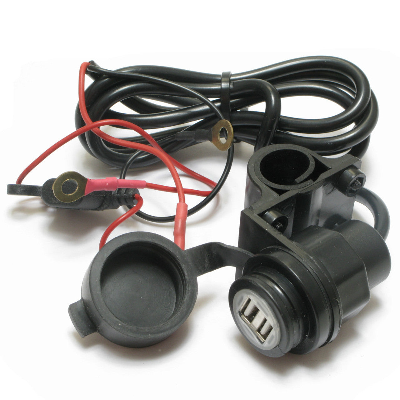 Adaptateur USB Alphaelettronica avec deux sorties USB, entrée 12-28V, avec câble d'entrée pour motos