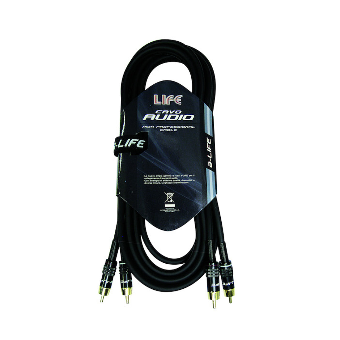 Câble audio Life avec connecteurs dorés, câble RCA mâle Ø6mm, câble audio RCA, 1,5 m