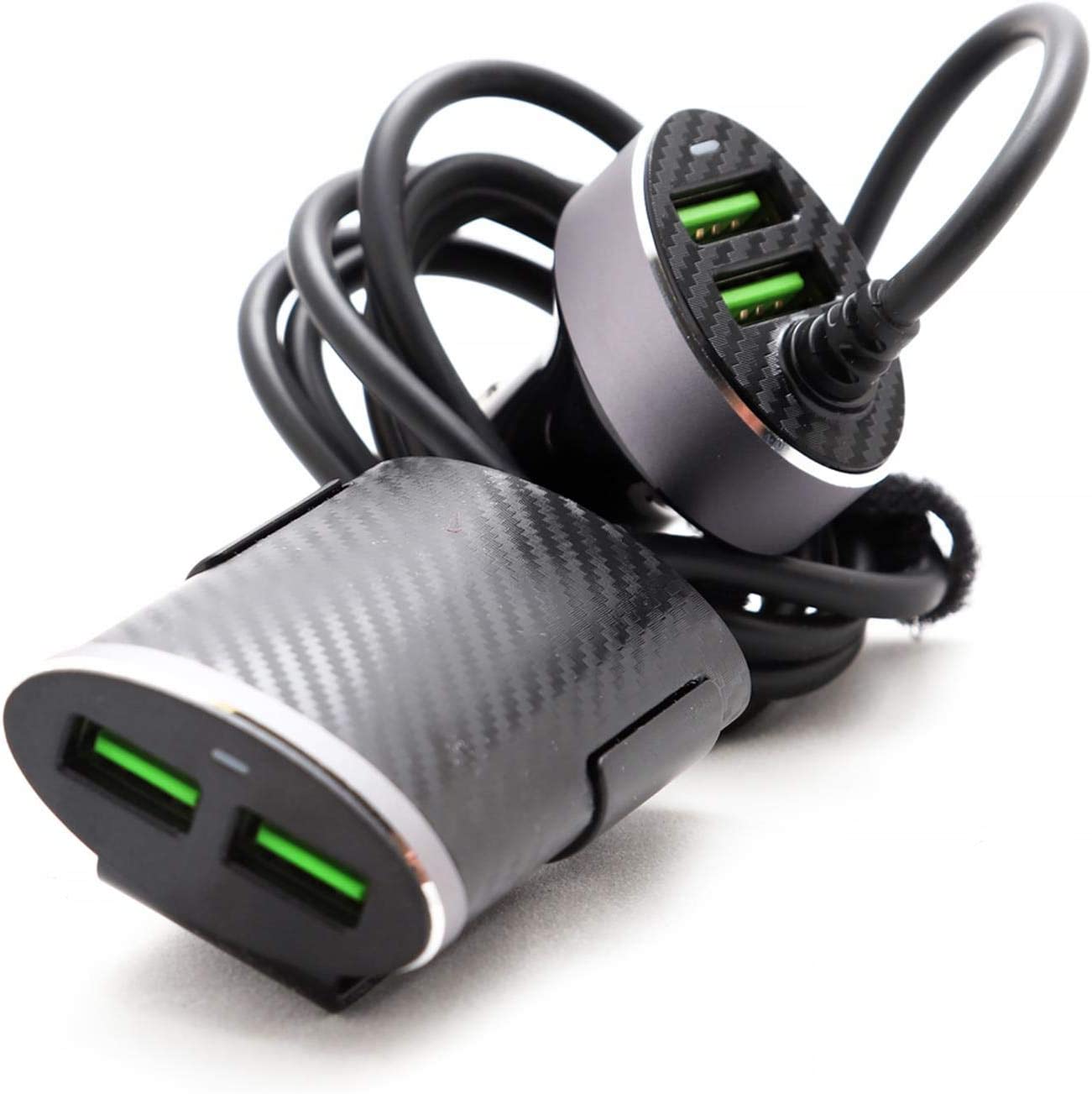 Ldnio caricatore per auto con 4 uscite USB, caricabatterie per auto universale 25.5W con prolunga per passeggero posteriore