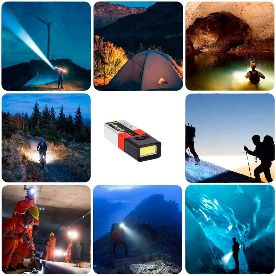 Lampe torche LED Velamp 1W COB, lampe LED portable 50 lumens, mini batterie portable avec interrupteur marche/arrêt