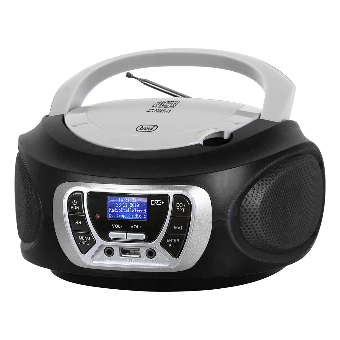 Trevi Stereo portatile CD Boombox, Radio DAB/DAB +, radio portatile con ingresso USB e Aux-In, radio DAB