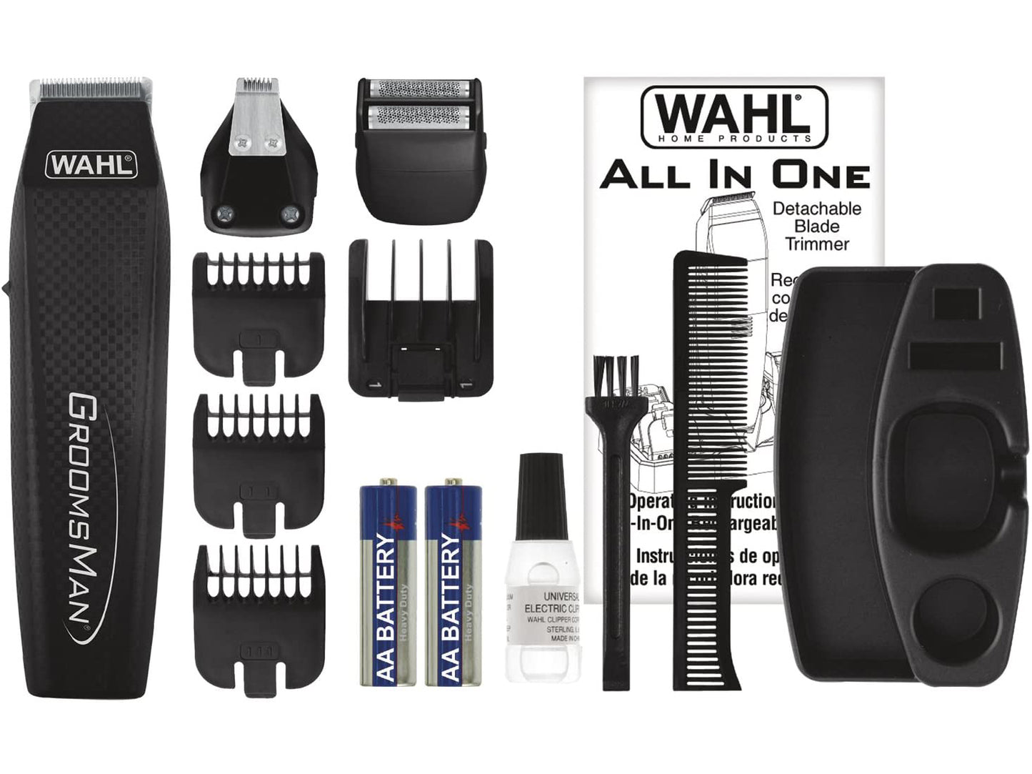 WAHL Groomsman Regolabarba rasoio elettrico uomo 6 pettini accessori trimmer