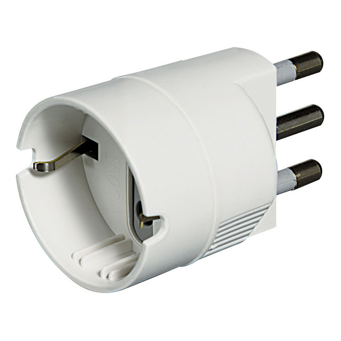 Bticino Adattatore con spina 2P+T 16A e presa tedesca, colore bianco, presa schuko