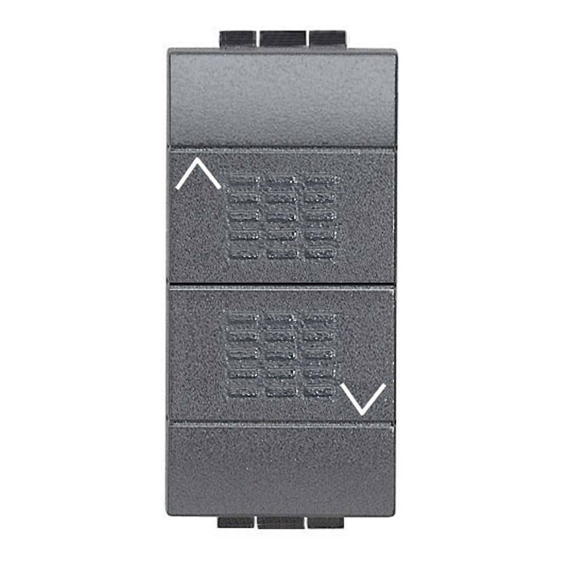 Bticino pulsante doppio (1P/NO)+(1P/NO) interbloccato, interruttore basculante, pulsante doppio 10A 250 Vac, colore antracite, serie living