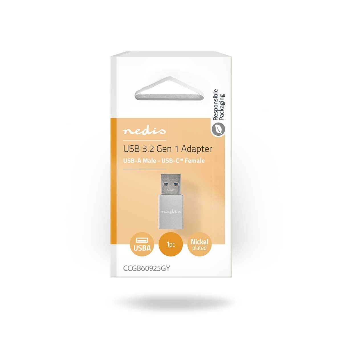 Nedis Adattatore da USB tipo C a USB 3.2 tipo A, velocità di trasmissione fino a 5 Gbit/s, connettore placcato in nickel, corpo in metallo