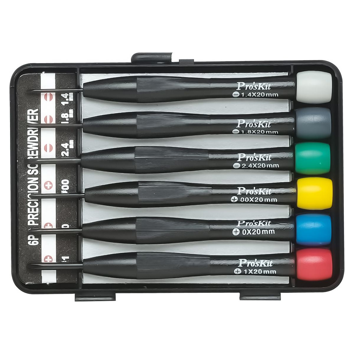 Jeu Pro'skit de 6 tournevis cruciformes et plats, kit mini tournevis plats et cruciformes avec étui rigide