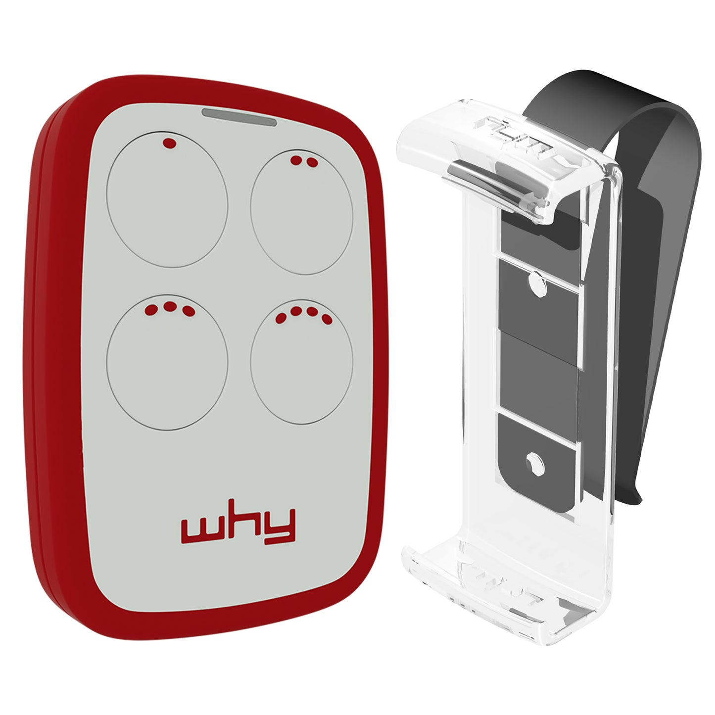 WHY EVO Télécommande multi-fréquences à code tournant de 280 à 868 MHz avec Visor Clip, ouvre-portail programmable à auto-apprentissage, radiocommande large portée à 4 boutons, Rouge Rouge Granade