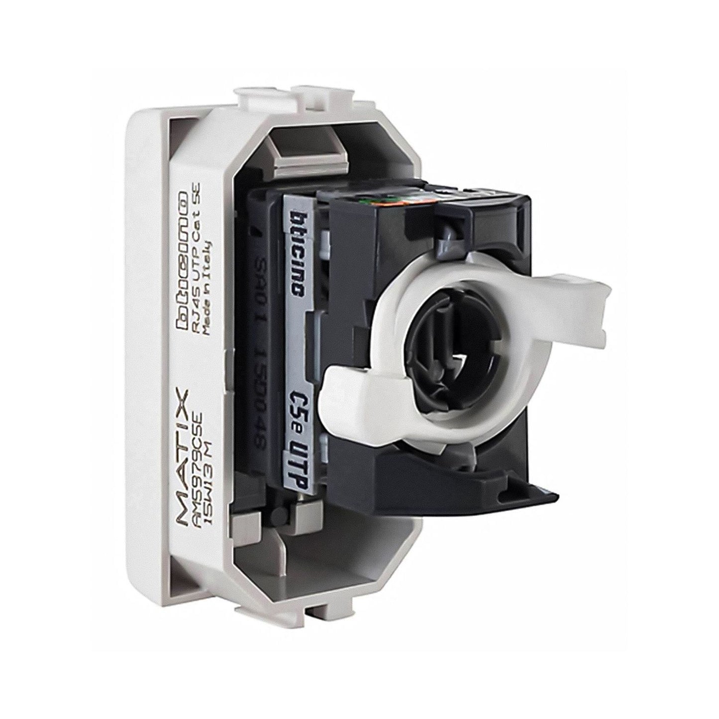 Bticino Connettore RJ45 categoria 5 E, presa ethernet con targhetta identificativa e portello antipolvere, serie Matix