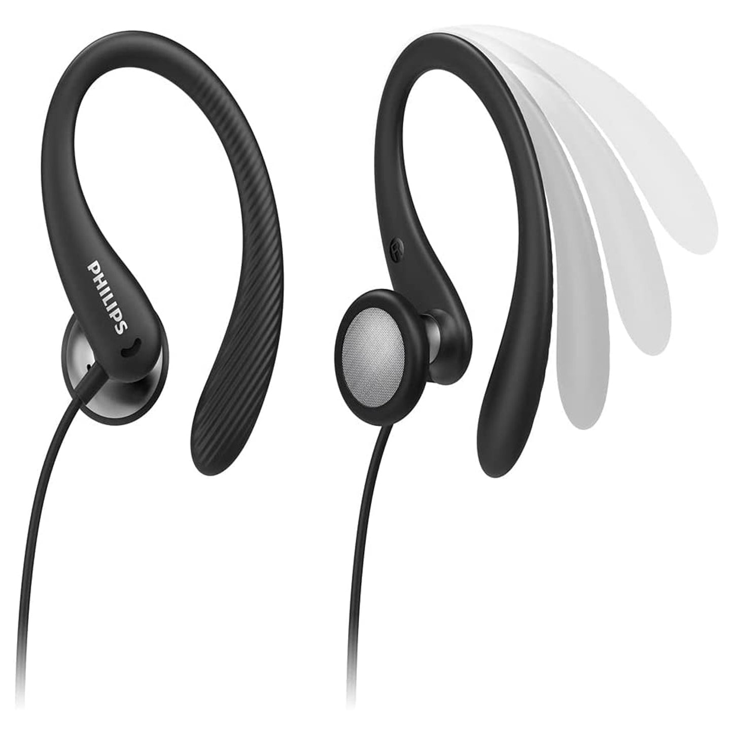 Philips Wired Headphones for Fitness and Sports, Earphones with Microphone, IPX2 Sweat and Splash Resistant, Flexible Ear Pads, Push Button Control, Black