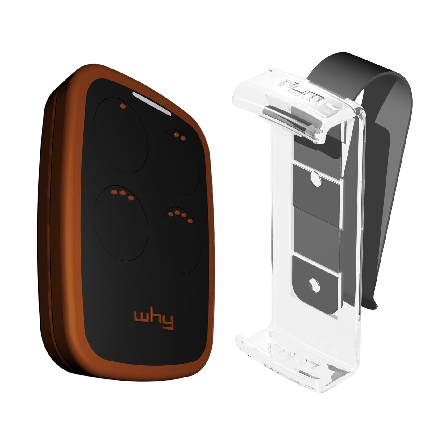 WHY EVO NOA Télécommande multi-fréquences à code tournant de 280 à 868 MHz avec Visor Clip, ouvre-portail programmable à auto-apprentissage, radiocommande large portée à 4 boutons, Wild Tobacco