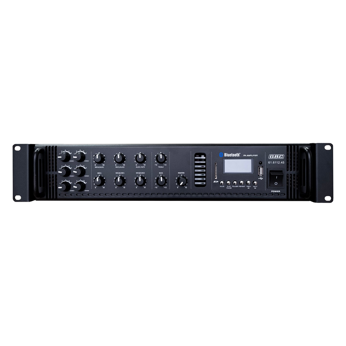 GBC Amplificatore professionale, amplificatore audio bluetooth, a 6 zone con lettore mp3, amplificatore bluetooth