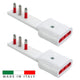 Rosi Emilia Flat Set da 2 Adattatore ultra piatto 90° salva spazio con spina grande 16A e presa 10/16A 2P+T, salvaspazio, sporgenza minima, spessore ridotto, ottimizzazione spazio, 1500W max, bianco