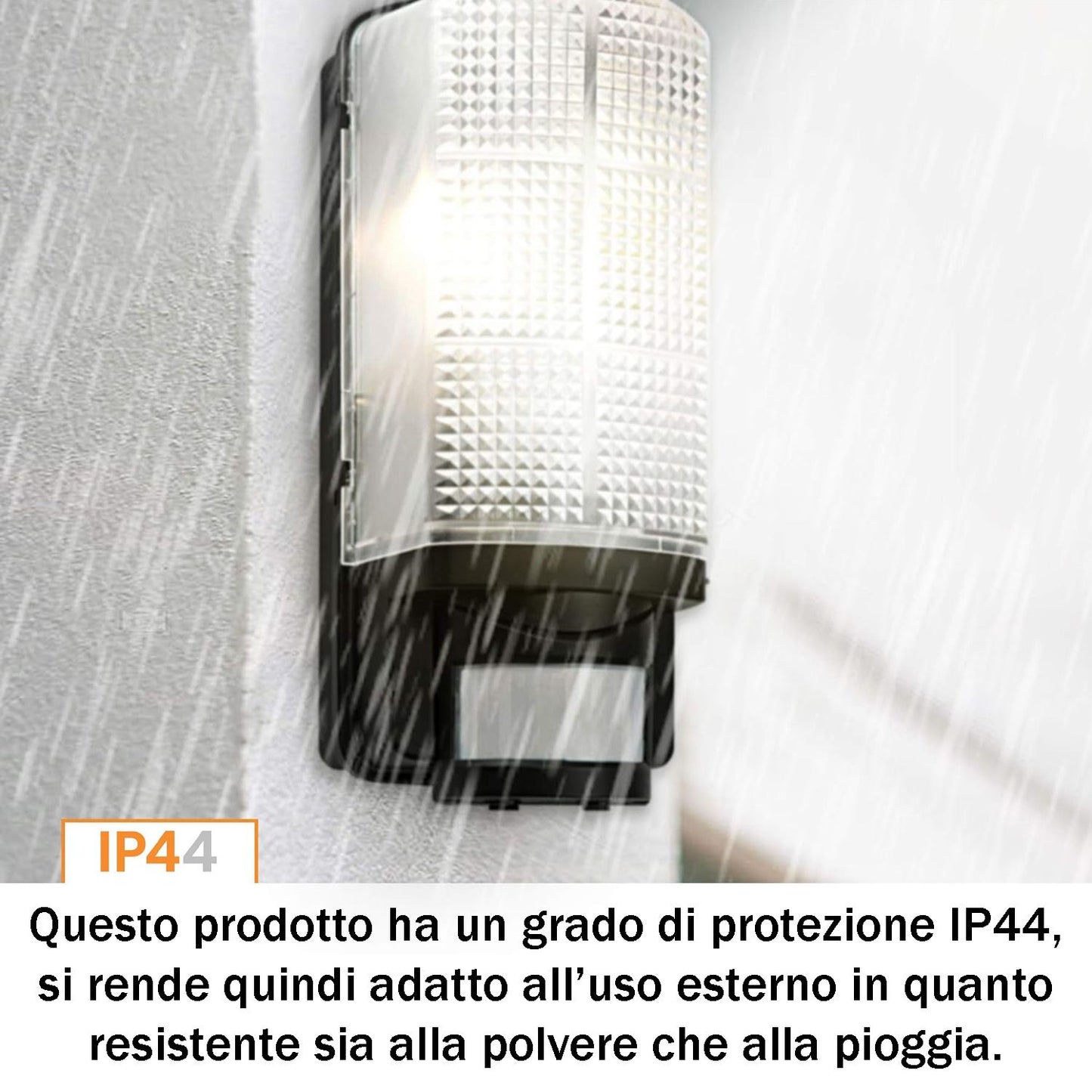 Applique da parete con sensore di movimento PIR, lampada automatica 60W 220V faretto da esterno con tempo di accensione e intensità della luce regolabile, luce notturna per giardino impermeabile IP44