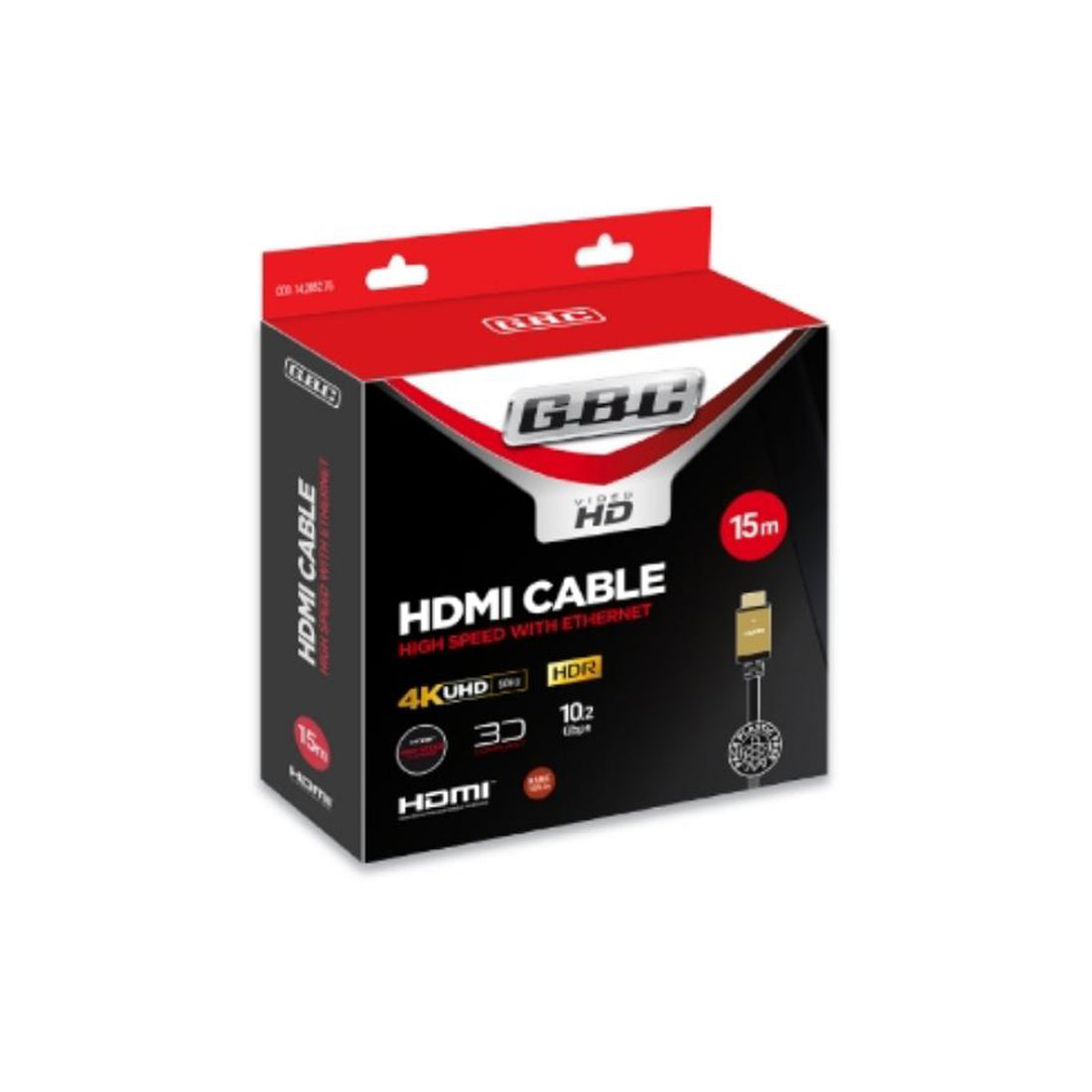 GBC Cavo HDMI ad alta velocità cavo con Ethernet, Cavo HDMI 4K, connettori HDMI dorati, 10.2Gbps, 60 Hz, 15 metri