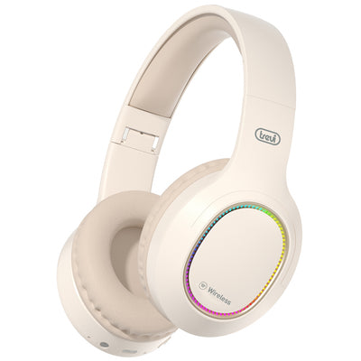 Trevi DJ 12E60 BT Cuffie DJ Hi-Fi Wireless ricaricabili con microfono e LED RGB multicolore, Cuffie on-ear ad archetto a batteria, ingresso AUX e Micro SD, tasto chiamate