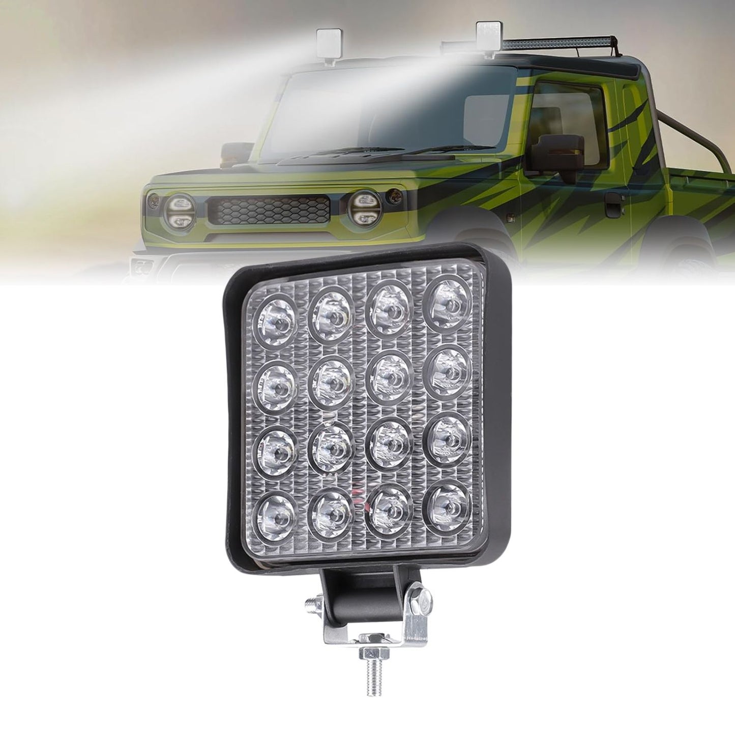 Faretto LED per auto con staffa di fissaggio, faro LED impermeabile 12/24V 48W, mini faro da lavoro LED, fari di profondità