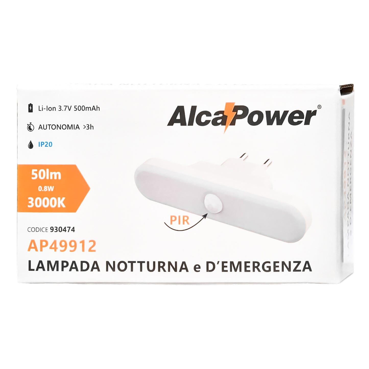 Alcapower Lampada notturna a LED luce da notte ricaricabile con funzione di emergenza, sensore PIR e crepuscolare, lanterna luce bianca naturale, funziona anche senza corrente, autonomia fino a 4 ore