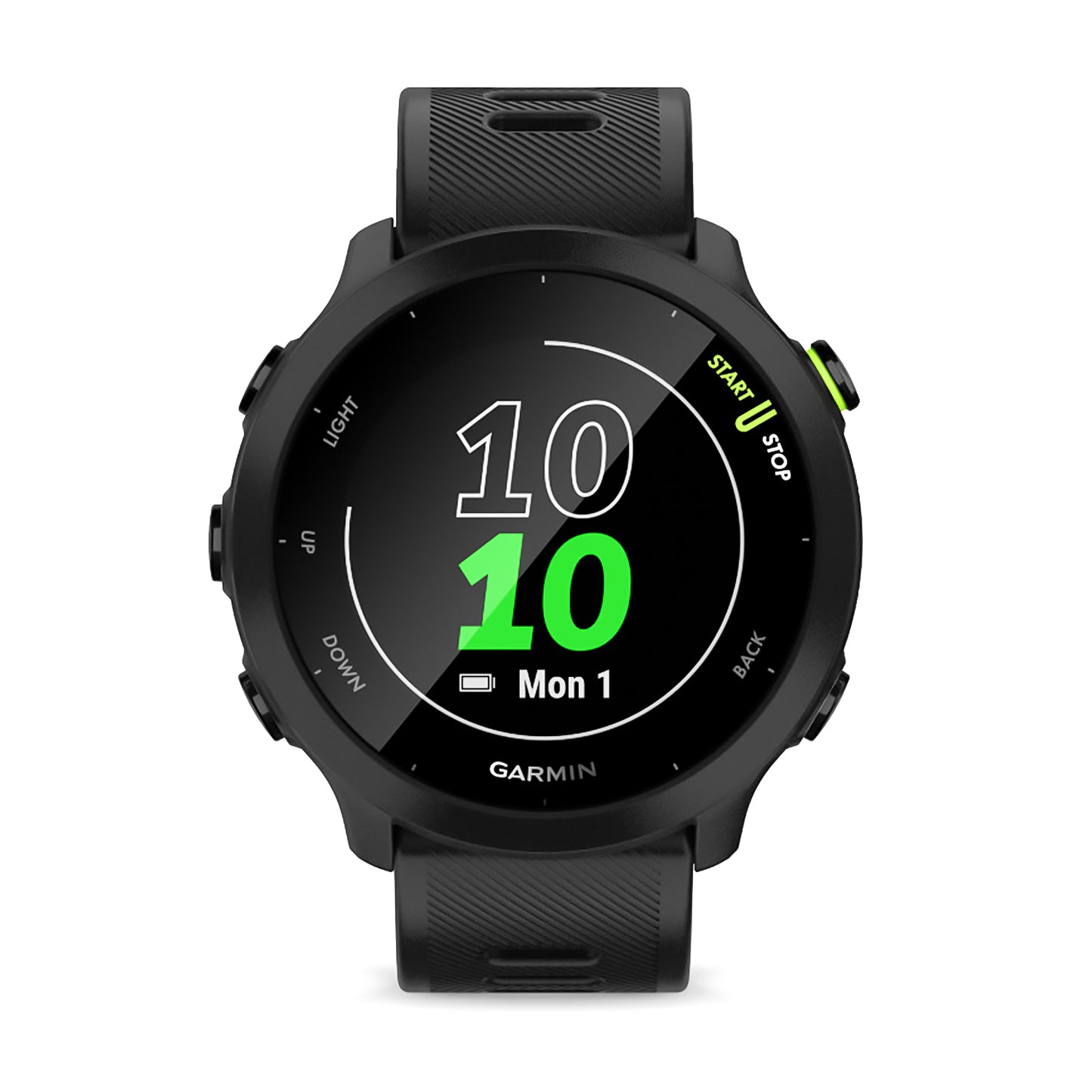Garmin Forerunner 55 smartwatch running con GPS, Cardio, Piani di allenamento, Activity tracker, frequenza cardiaca, rilevamento stress, monitoraggio ciclo mestruale, batteria a lunga durata, nero
