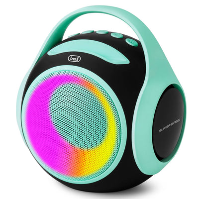 Trevi XR Jump Cassa altoparlante portatile wireless 20W a batteria ricaricabile con presa di ricarica USB-C, connettività USB, Micro SD e AUX, resistente all’acqua IPX5, turchese