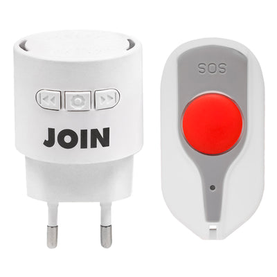 Alpha Elettronica DB100-03W Kit campanello con indicatore LED e telecomando wireless con pulsante tasto SOS, ricevitore con spina e trasmettitore a batteria con portata fino a 180m, ideale per anziani