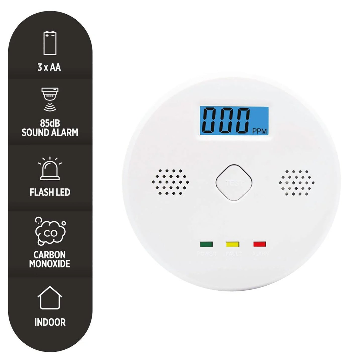 iSnatch Rilevatore di monossido di carbonio a batteria con display, conformità alla normativa EN50291-1 allarme visivo e acustico a 85 dB, pulsante di test,