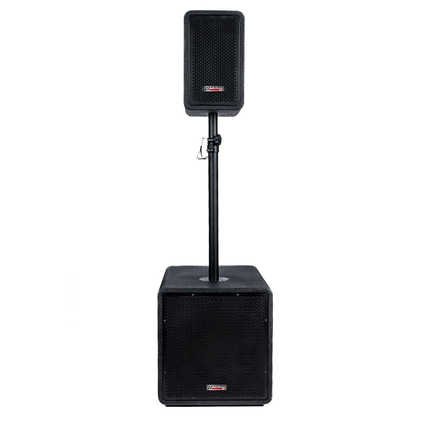 AudioDesign Pro Combo 1265 Sistema Attivo Subwoofer e cassa altoparlante satellite amplificata professionale con Bluetooth e Lettore USB, 2 ingressi Mic / Line, presa AUX, RCA, Link Out, TWS, nero