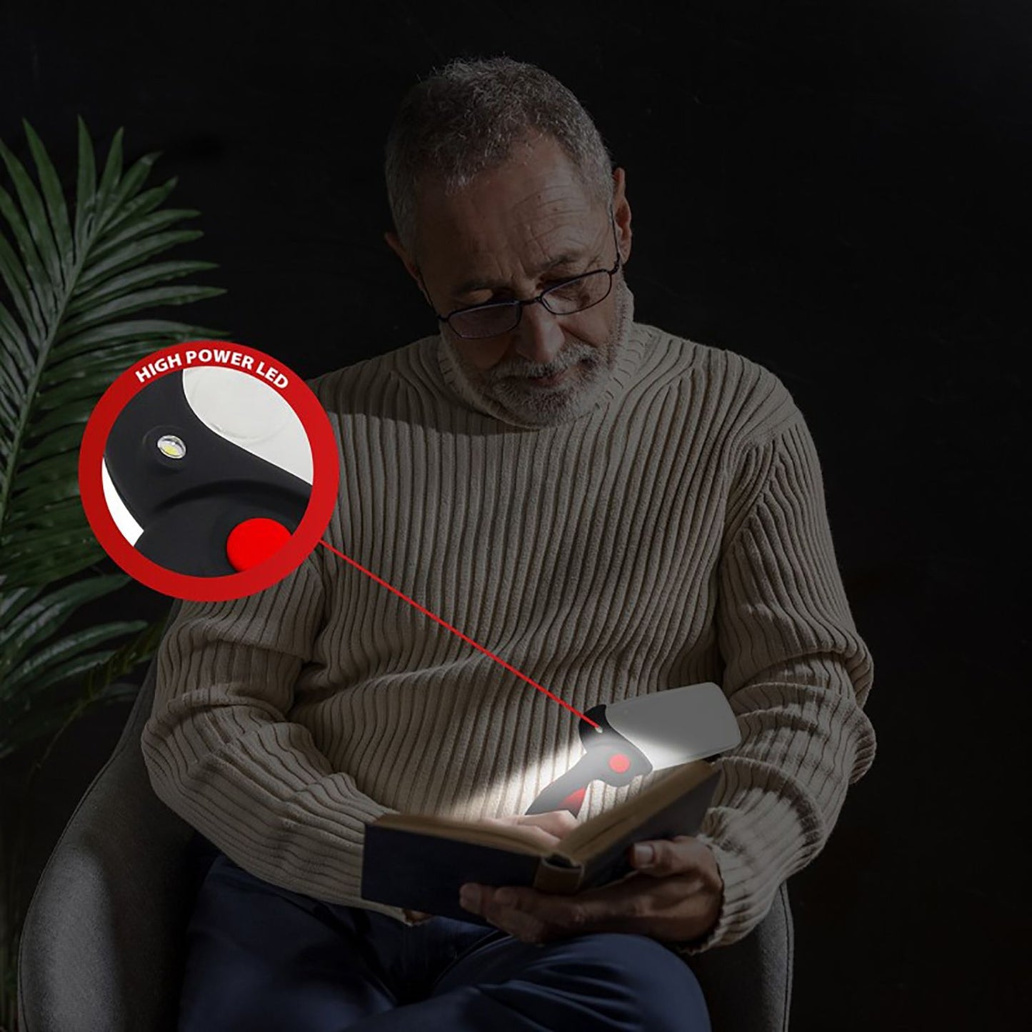 Velamp Lente d'ingrandimento 2.5X e 6X pieghevole, lampada torcia LED a batteria con interruttore per anziani artigiani lettura libri mappe gioielli circuiti
