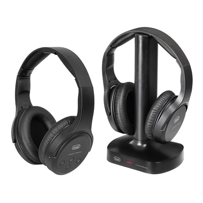 Trevi FRS 1580 TW Set 2 Cuffie TV ricaricabili wireless senza fili a radiofrequenza, portata fino a 30 metri, ingresso stereo jack 3.5 mm e digitale ottico, cavo incluso