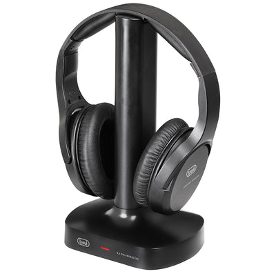 Trevi FRS 1480 R Cuffia per TV wireless a radiofrequenza ricaricabile, portata fino a 30 metri, ingresso stereo jack 3.5 mm e digitale ottico, cavo incluso
