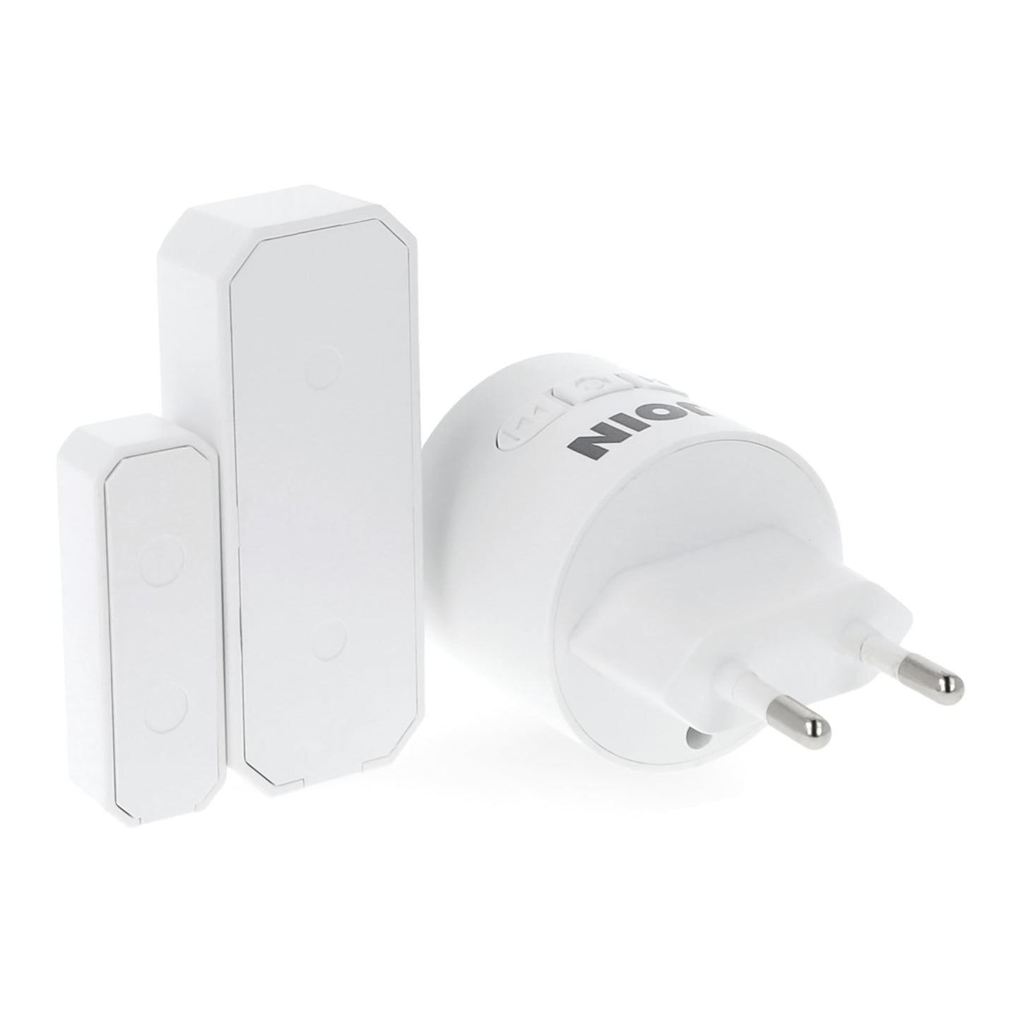 Alpha Elettronica DB100-05W Kit sensore porta e finestra wireless con campanello dotato di indicatore LED, formato ricevitore con spina + trasmettitore a batteria, resistente all'acqua IP44, bianco
