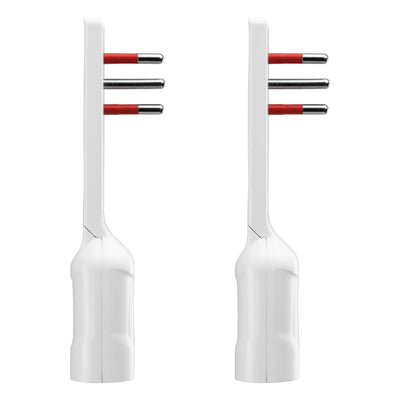 Rosi Emilia Flat Set da 2 Adattatore ultra piatto 90° salva spazio con spina piccola 10A e presa 10A 2P+T, salvaspazio, sporgenza minima, spessore ridotto, ottimizzazione spazio, 1500W max, bianco