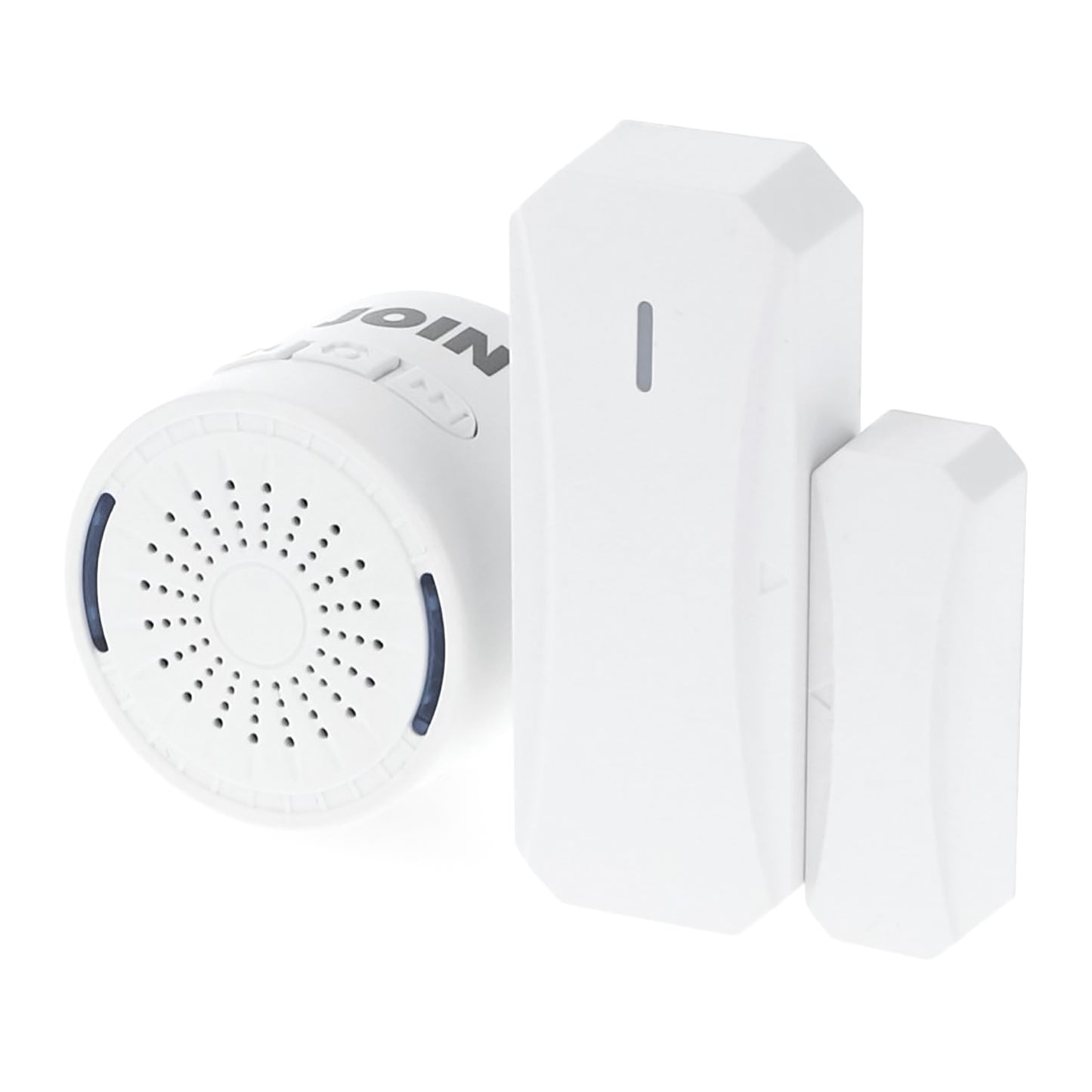 Alpha Elettronica DB100-05W Kit sensore porta e finestra wireless con campanello dotato di indicatore LED, formato ricevitore con spina + trasmettitore a batteria, resistente all'acqua IP44, bianco