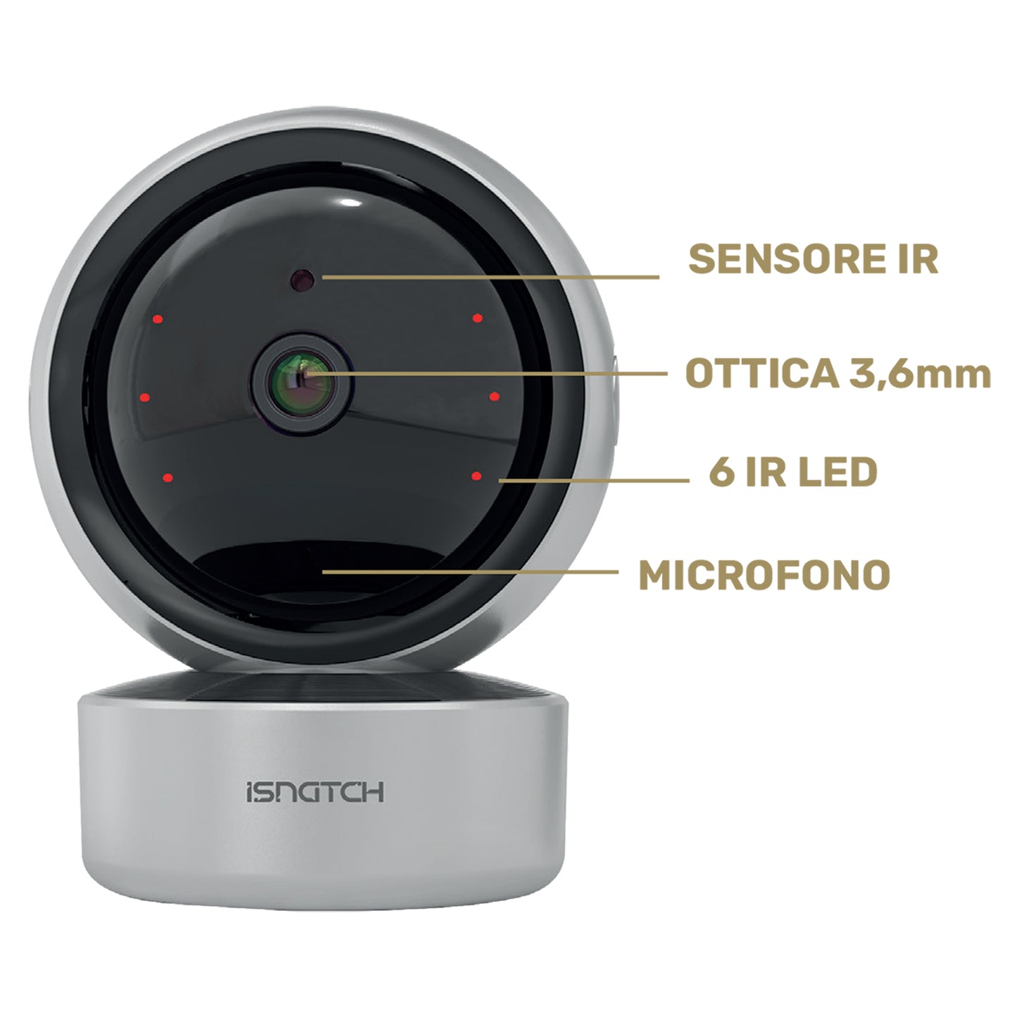 iSnatch HeyCam Pro 2K Telecamera IP Wi-fi smart motorizzata da interno FHD 1080p con Micro SD, LED infrarossi per visione notturna e rilevatore di movimento