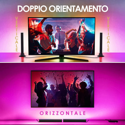 Twiny Rainbow Kit 2 Barre LED luminose RGB con cavo USB da 3 metri, lampada da scrivania dimmerabile con sensore musica, luce da tavolo gaming con telecomando, retroilluminazione per TV da gioco 50 Lumen
