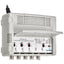 SpaceDigital Amplificatore autoalimentato 230V Centralina TV da interno VHF UHF 4 ingressi, auto CC, 1 uscita, connettore F, alimentazione cavo con spina 220V, guadagno regolabile 0-20dB, 5G LTE