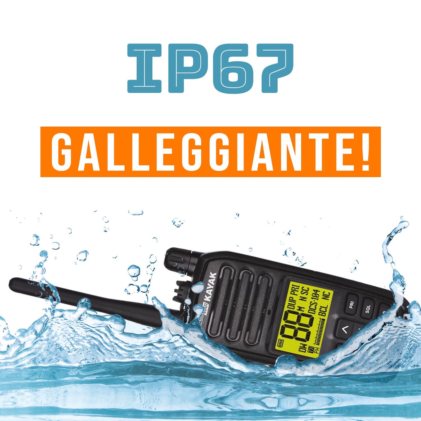 Polmar Kayak Radio PMR446 impermeabile IP67, Ricetrasmittente galleggiante, ricetrasmettitore professionale con display retroilluminato