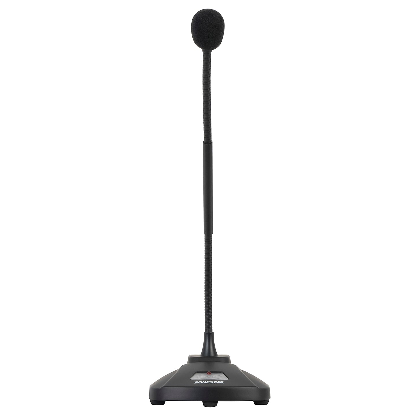 Fonestar Microfono da tavolo a condensatore unidirezionale professionale con interruttore, stelo flessibile, base microfonica da scrivania per conferenze, cavo bilanciato 5m, funzione PTT push to talk