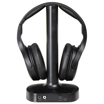 Trevi FRS 1480 R Cuffia per TV wireless a radiofrequenza ricaricabile, portata fino a 30 metri, ingresso stereo jack 3.5 mm e digitale ottico, cavo incluso