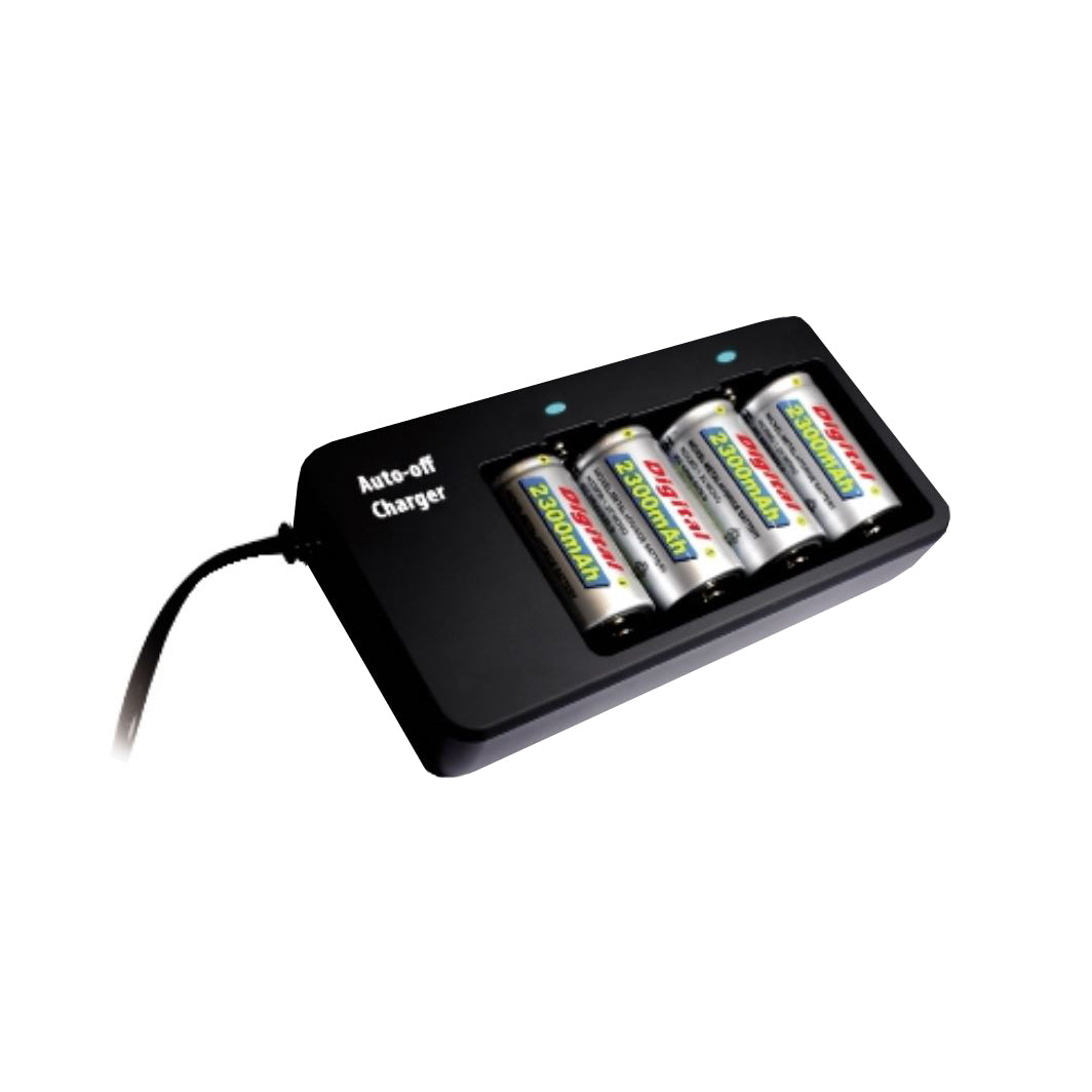 GBC Caricabatterie Ni-MH con 4 slots, per batterie AA/AAA/C/D 1 batteria 9V, caricabatterie universale per pile ricaricabili