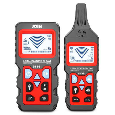 JOIN 98-981 Localizzatore di cavi con display digitale e torcia fino a 2.5m di profondità, Rilevamento sotterraneo di linee elettriche e tubazioni metalliche interrate, rilevatore di prese e cassette