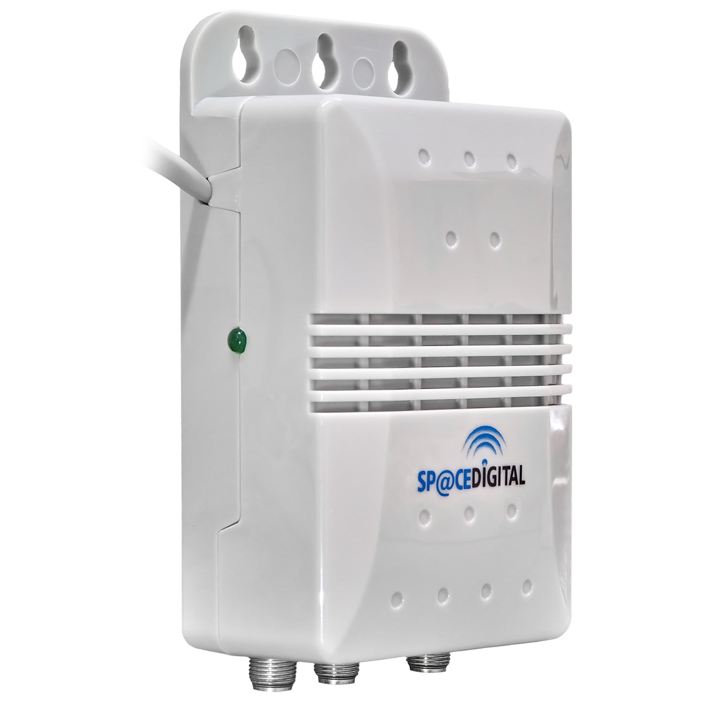 SpaceDigital Amplificatore da interno per antenne VHF/UHF (21-48CH), 1 ingresso e 2 uscite, connettore F, alimentazione cavo con spina 220V, guadagno regolabile, 5G LTE