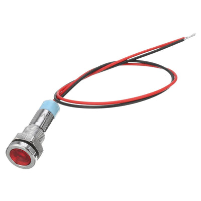 GBC Indicatore LED rosso, indicatore luminoso in metallo, indicatore per pannello, luce di segnalazione, 220V, 7,6x20 mm