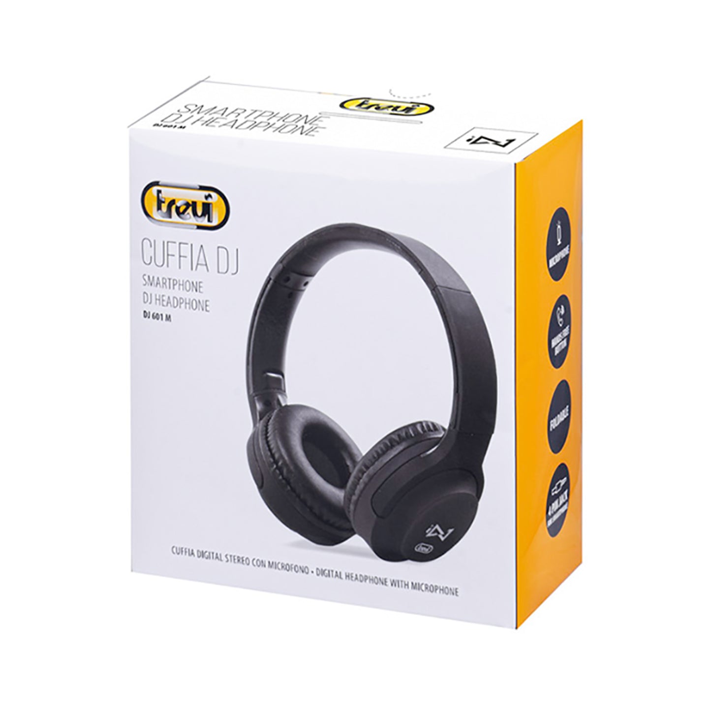 Trevi DJ 601 M Cuffie ad archetto pieghevoli digital stereo con cavo 1,2m jack 3,5 mm, microfono integrato, tasto di risposta, imbottitura soffice