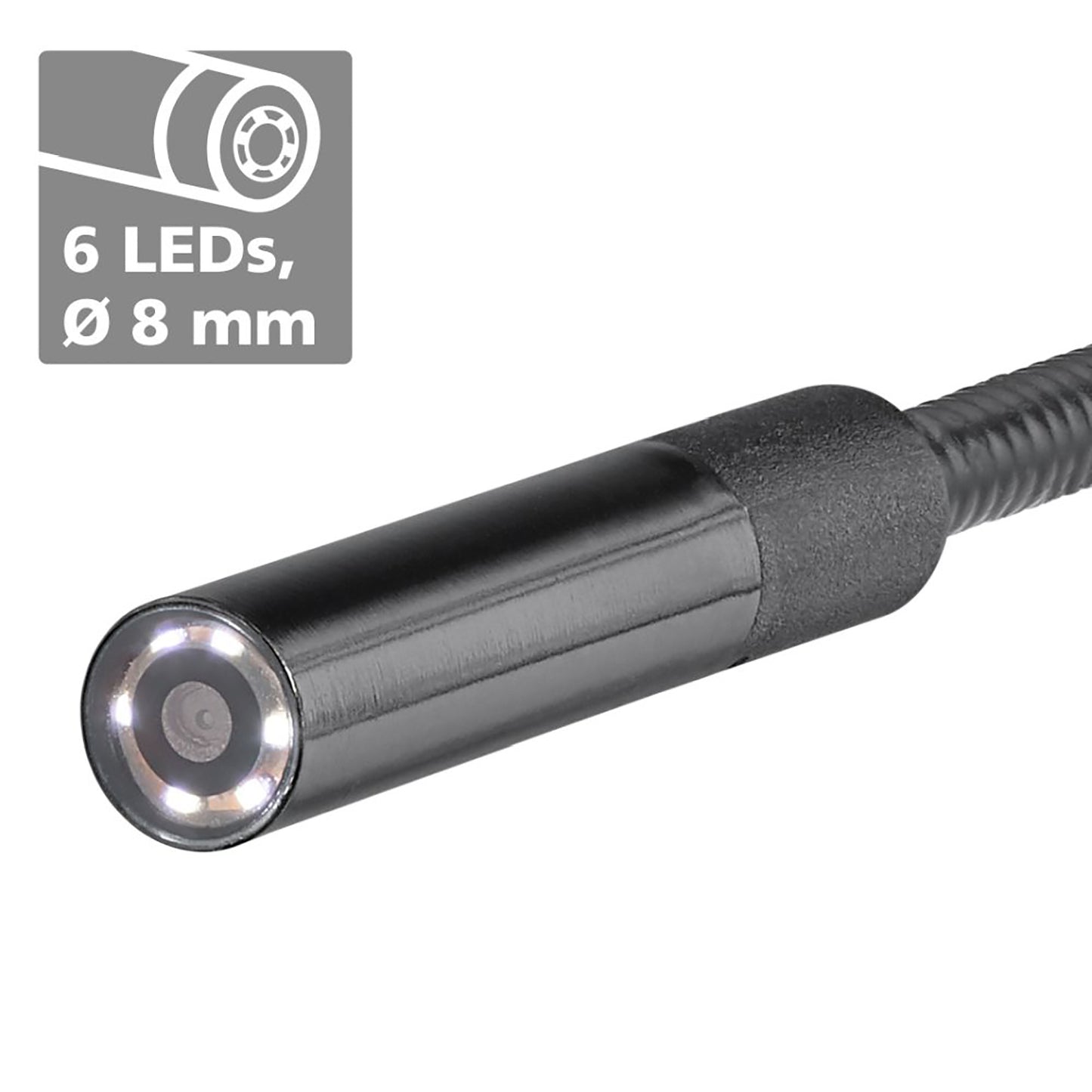 Laserliner Sistema per videoispezione con telecamera sonda flessibile da 1 metro e display ampio da 4.3", videocamera HD dotata di LED, custodia gancio magnete e specchio inclusi