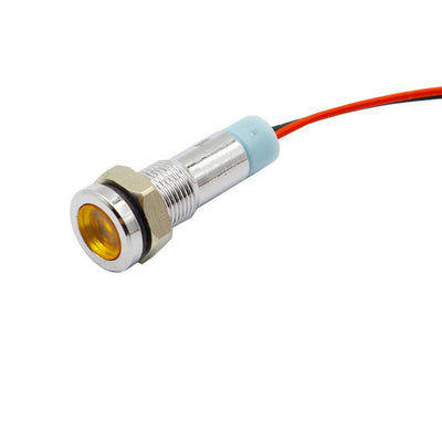 GBC Indicatore LED giallo, indicatore luminoso in metallo, indicatore per pannello, luce di segnalazione, 220V, 7,6x20 mm