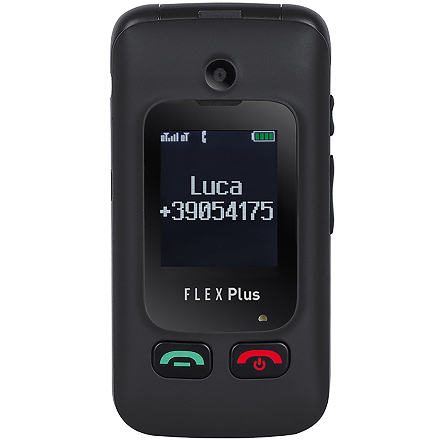 Trevi Flex Plus 55 Telefono cellulare per anziani a conchiglia 4G con doppio display e base di ricarica, tasti grandi e funzione SOS, batteria lunga durata, nero