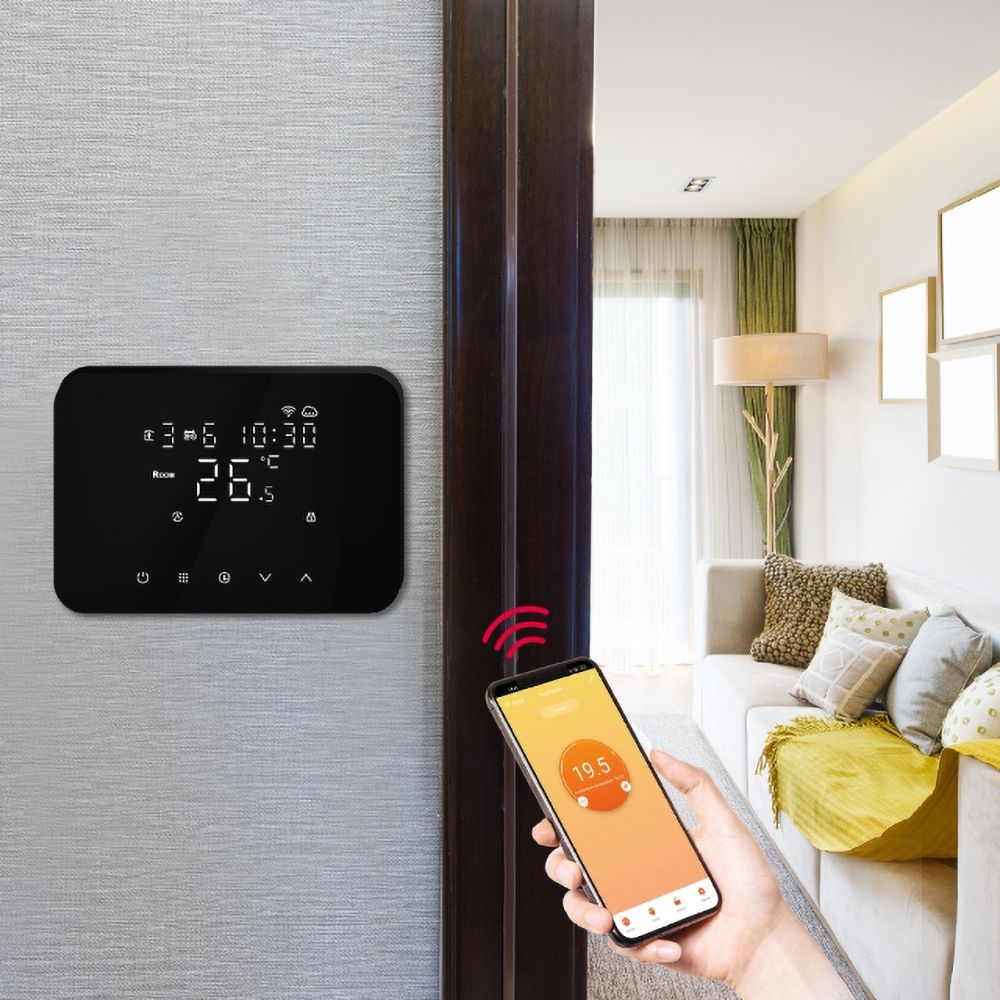 iSnatch Cronotermostato Smart WI-FI nero soft touch, con assistenti vocali Alexa e Google Home