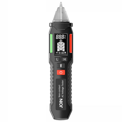 JOIN Rilevatore di tensione con torcia LED multifunzione display LCD e clip integrata, rilevazione senza contatto 12-1000V, tasti in silicone, spegnimento automatico